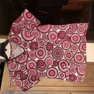 Med Couture Pink and Black Patterned Short Sleeve Top